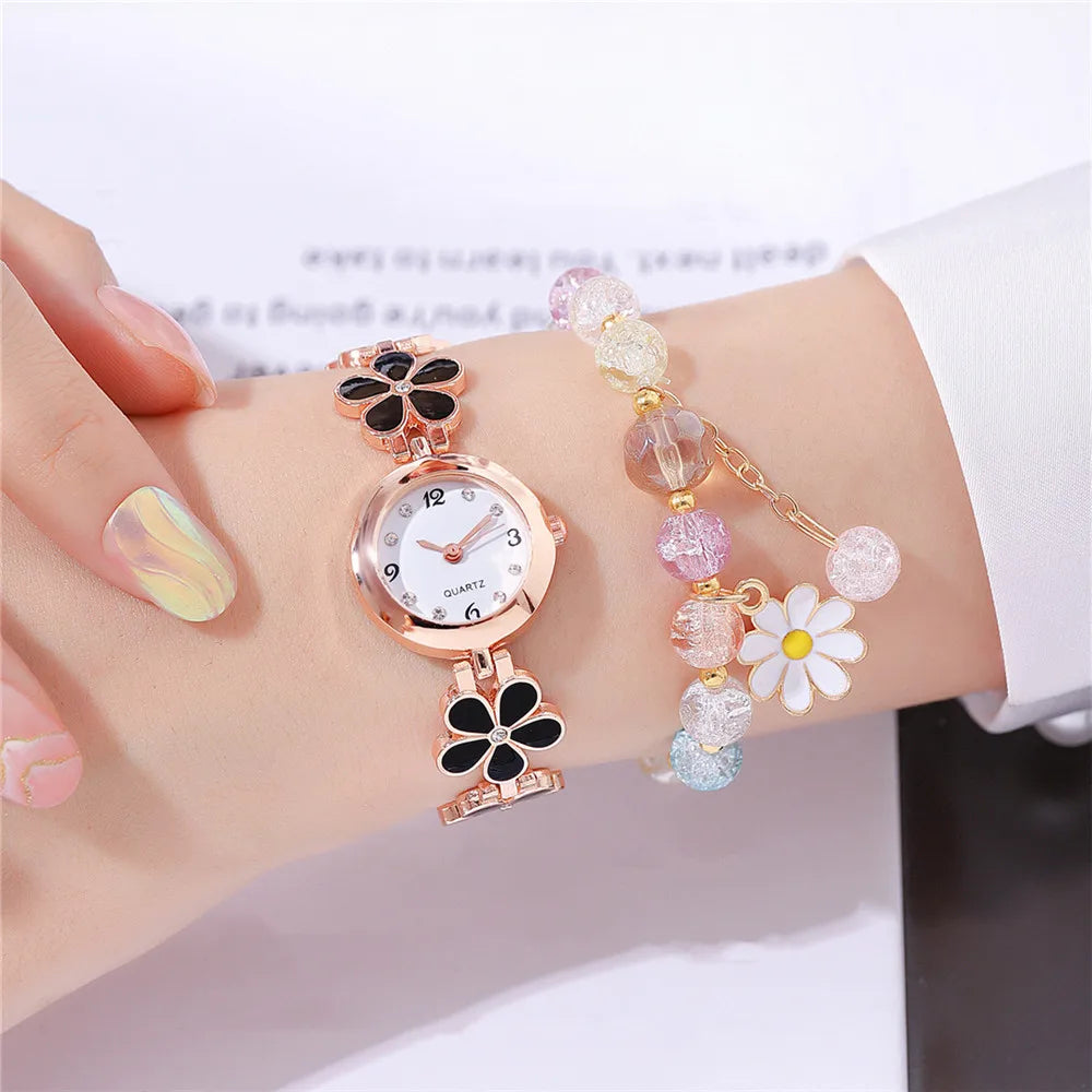 Floral Rhinestone Bracelet Watch