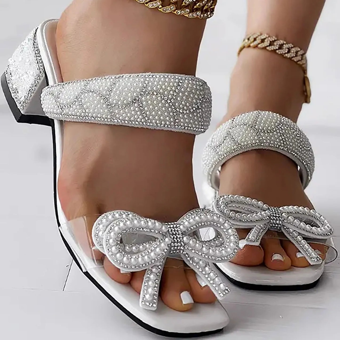 Diamond Bow Heeled Sandals