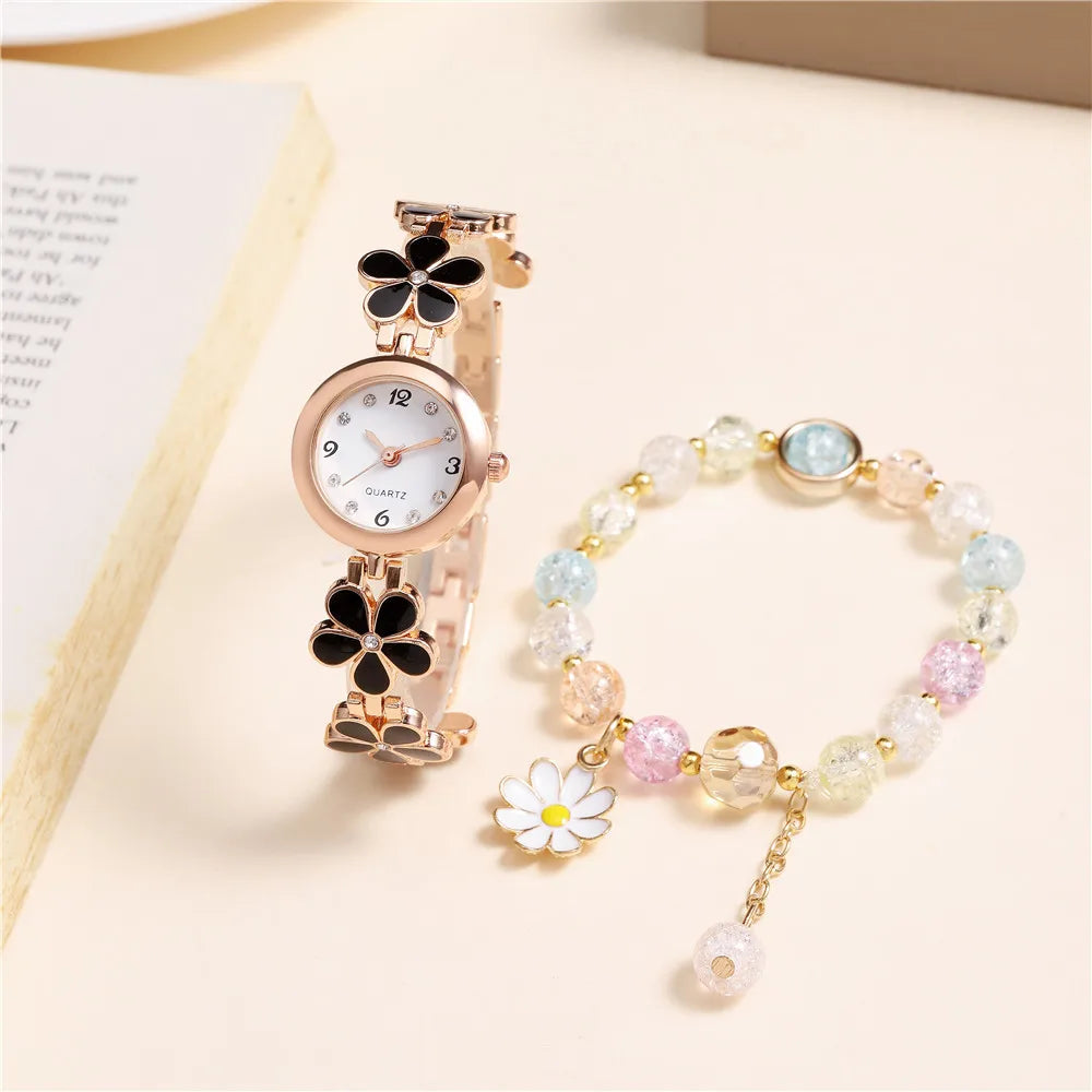 Floral Rhinestone Bracelet Watch
