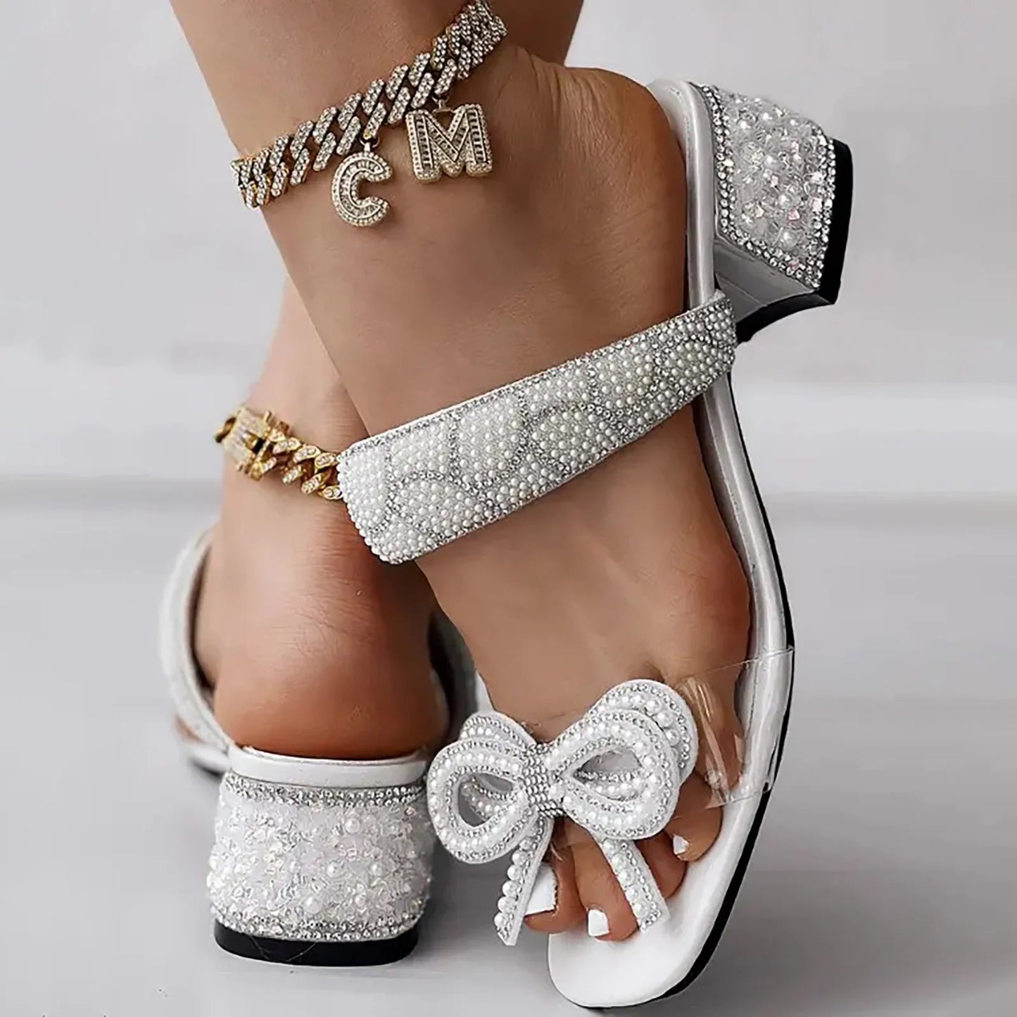 Diamond Bow Heeled Sandals