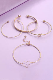 Gold Love Geometric Cross Plated Bracelet 4-piece Set