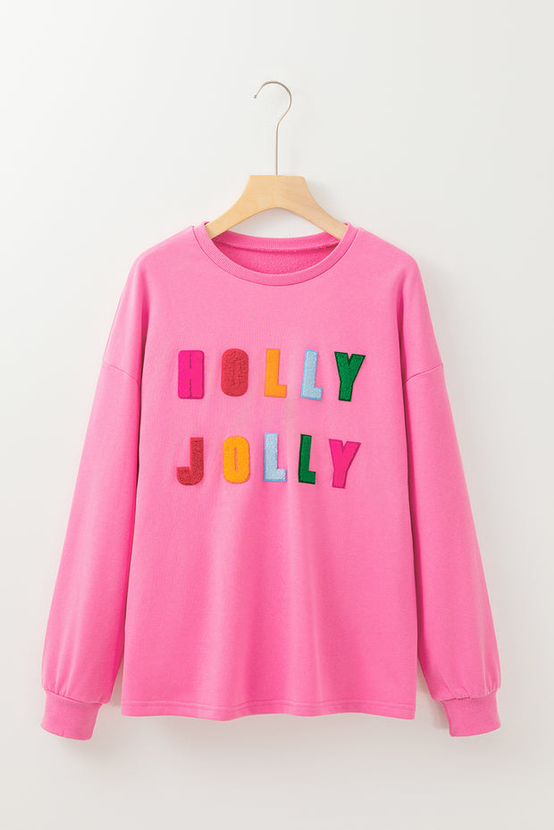 Bonbon Chenille Holly Jolly Graphic Long Sleeve Top