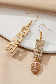 Gold GAME DAY Rugby Football Rhinestone Earrings