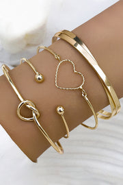 Gold Love Geometric Cross Plated Bracelet 4-piece Set