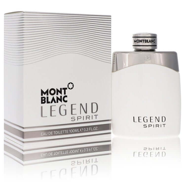 Montblanc Legend Spirit Eau De Toilette Spray 3.3 oz men’s cologne with box, showcasing classy, timeless elegance.