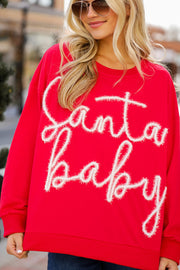 Fiery Red Christmas Santa Baby Tinsel Graphic Sweatshirt