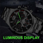 Fashion Mens Sports Watches Luxury Stainless Steel Quartz Wrist Watch Calendar Luminous Clock Men Business Casual ???? ???????