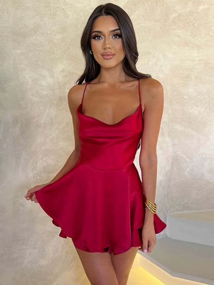 Graceful Satin Strap Dress