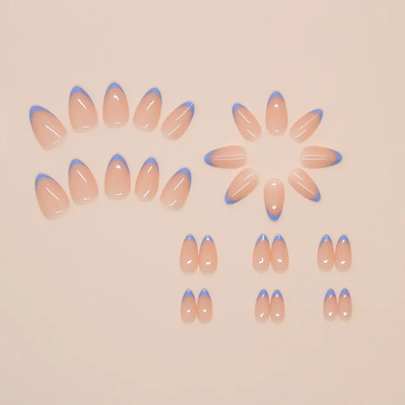 Pink Blue French Nails