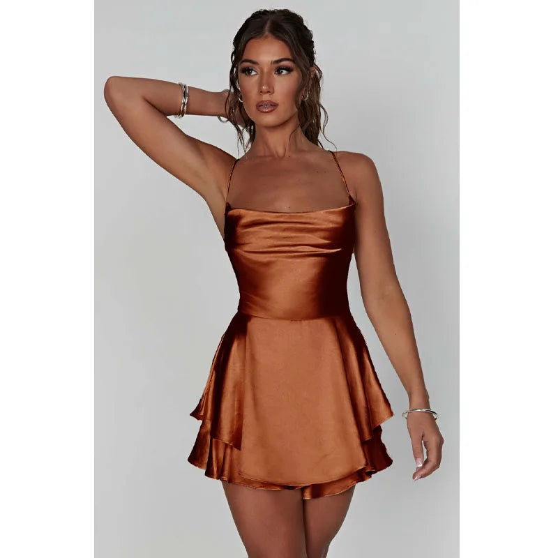 Satin Halter Mini Dress