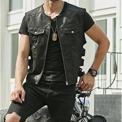 Faux Leather Biker Vest