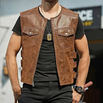 Faux Leather Biker Vest