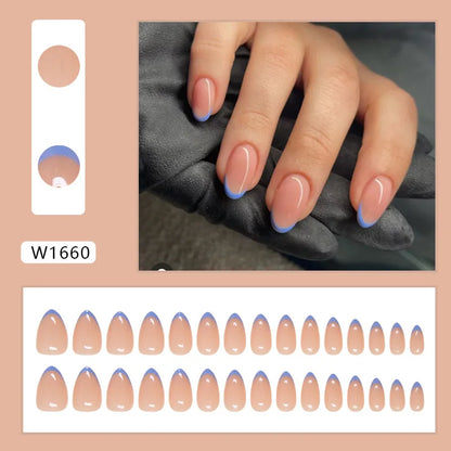 Pink Blue French Nails