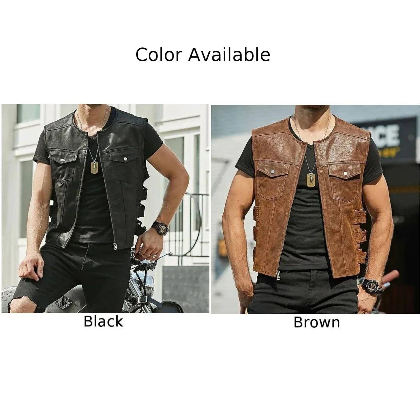 Faux Leather Biker Vest