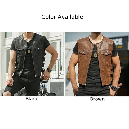 Faux Leather Biker Vest