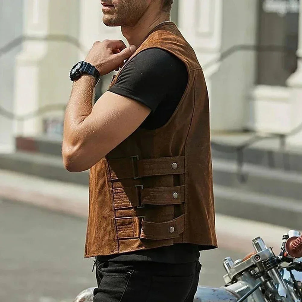 Faux Leather Biker Vest