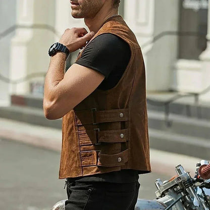 Faux Leather Biker Vest
