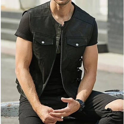 Faux Leather Biker Vest