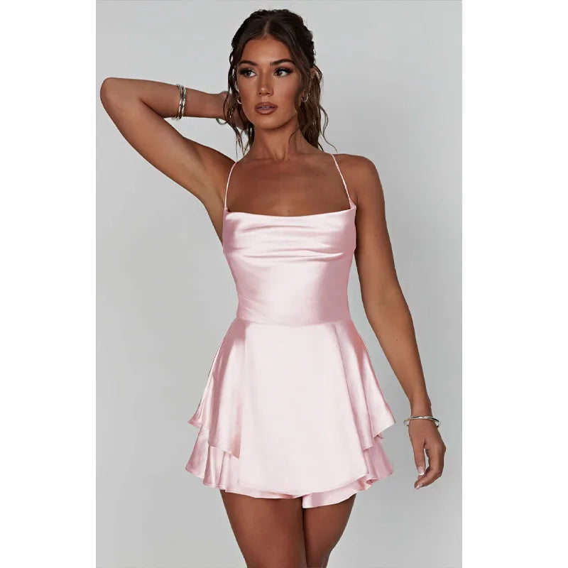 Satin Halter Mini Dress