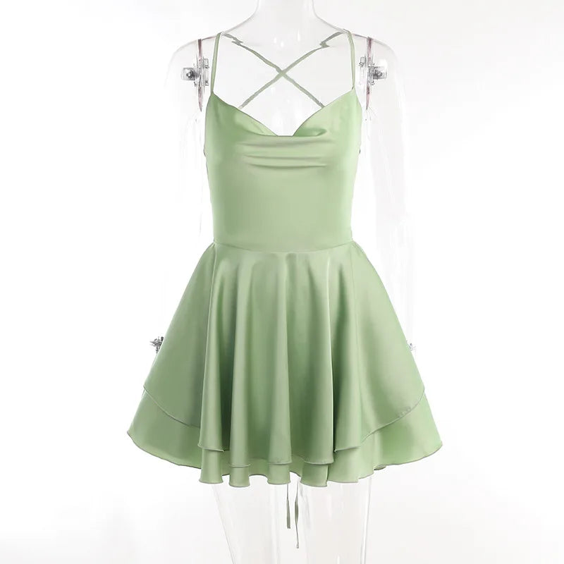 Satin Halter Mini Dress