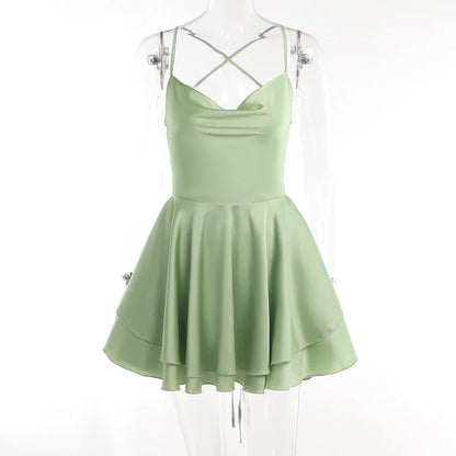 Satin Halter Mini Dress
