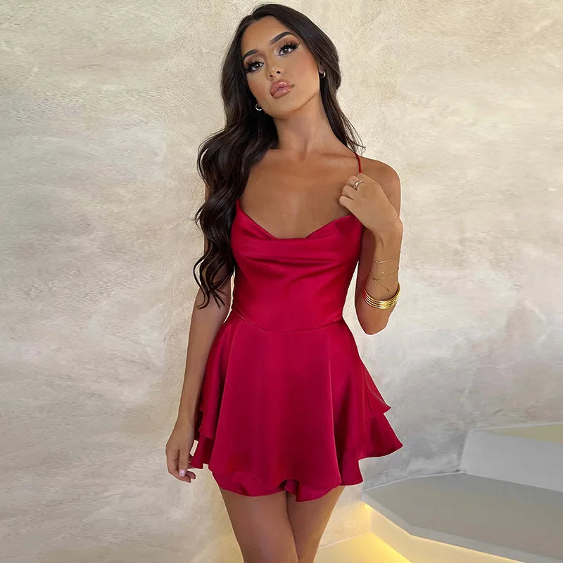 Satin Halter Mini Dress