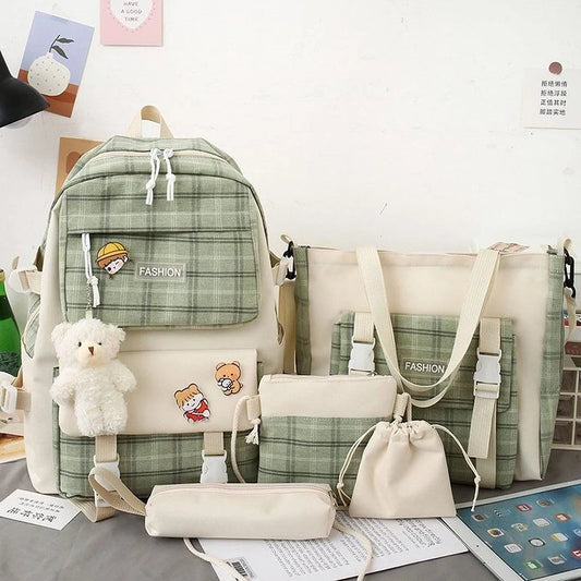 Aesthetic Canvas Backpack Set