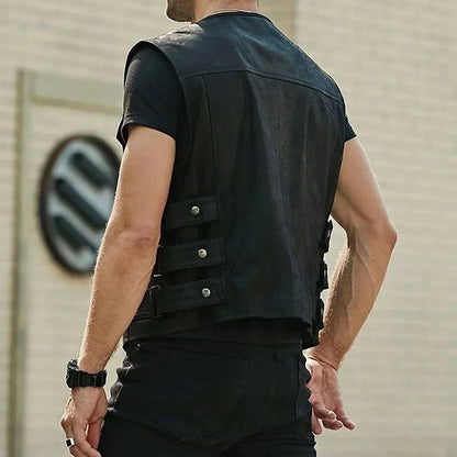 Faux Leather Biker Vest