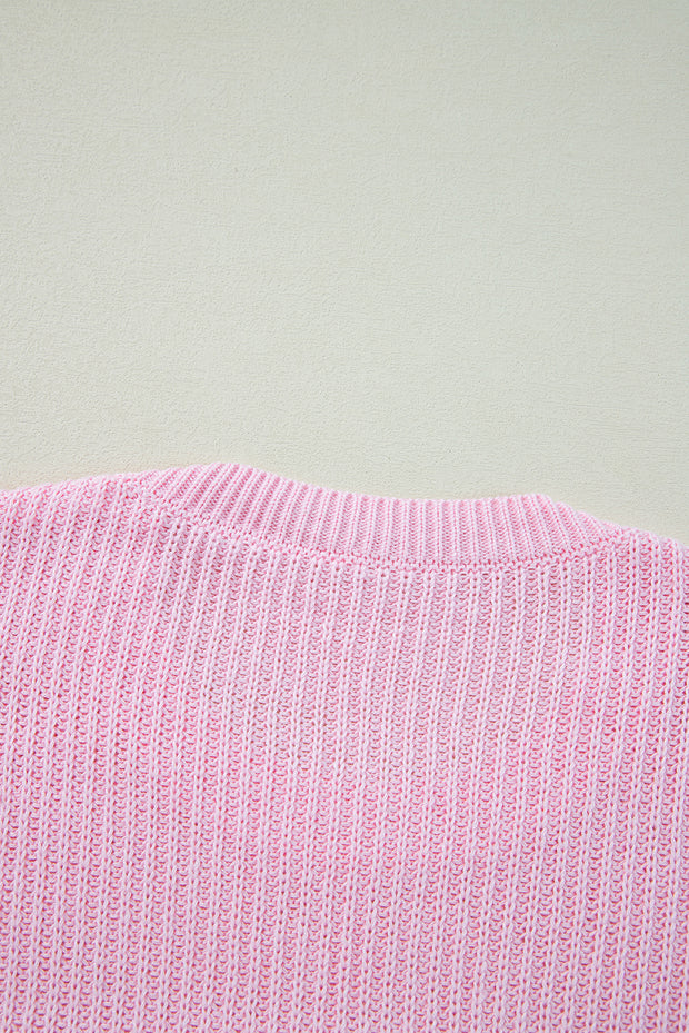 Pink Merry & Bright Pop Up Letter Waffle Knit Sweater