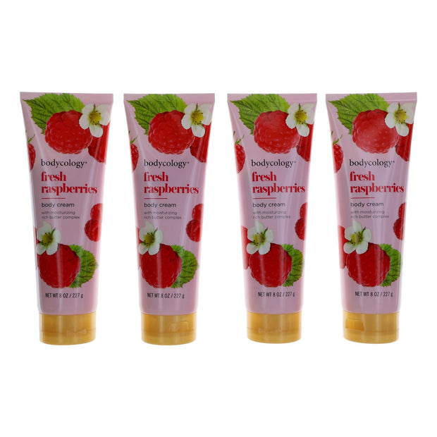 Fresh Raspberries by Bodycology, 4 Pack 8 oz Moisturizing Body Cream for Women