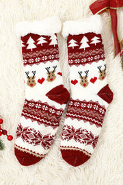 Fiery Red Cartoon Santa Claus Christmas Fleece Socks