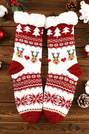 Fiery Red Cartoon Santa Claus Christmas Fleece Socks