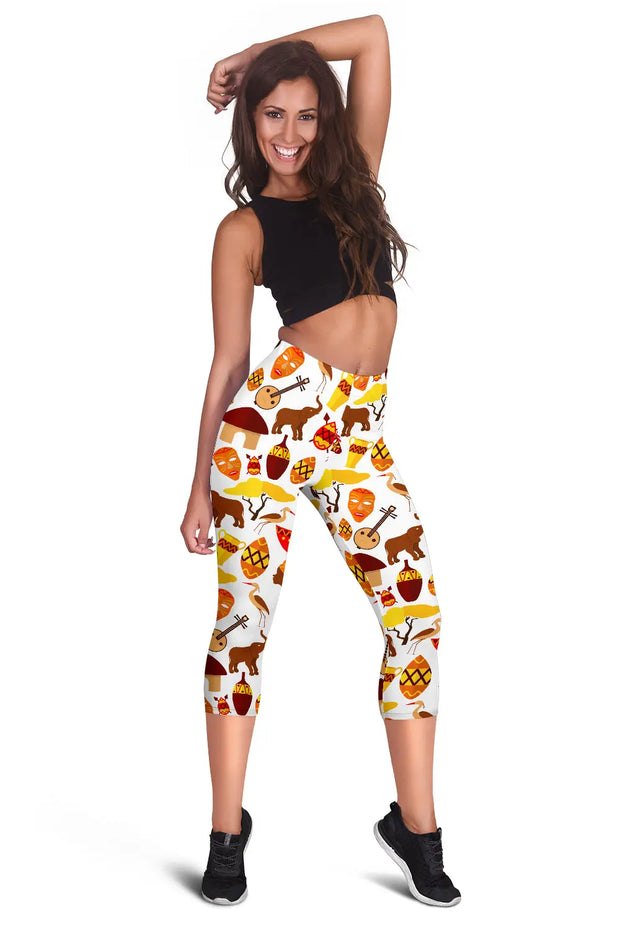 African Ethnic Tripe Women's Capris Leggings