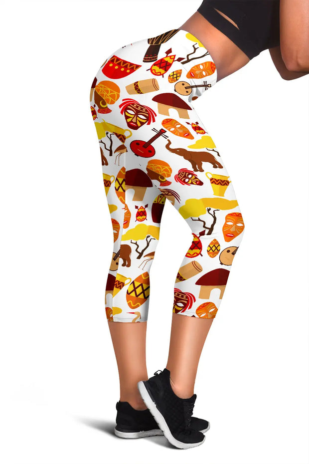 African Ethnic Tripe Women's Capris Leggings